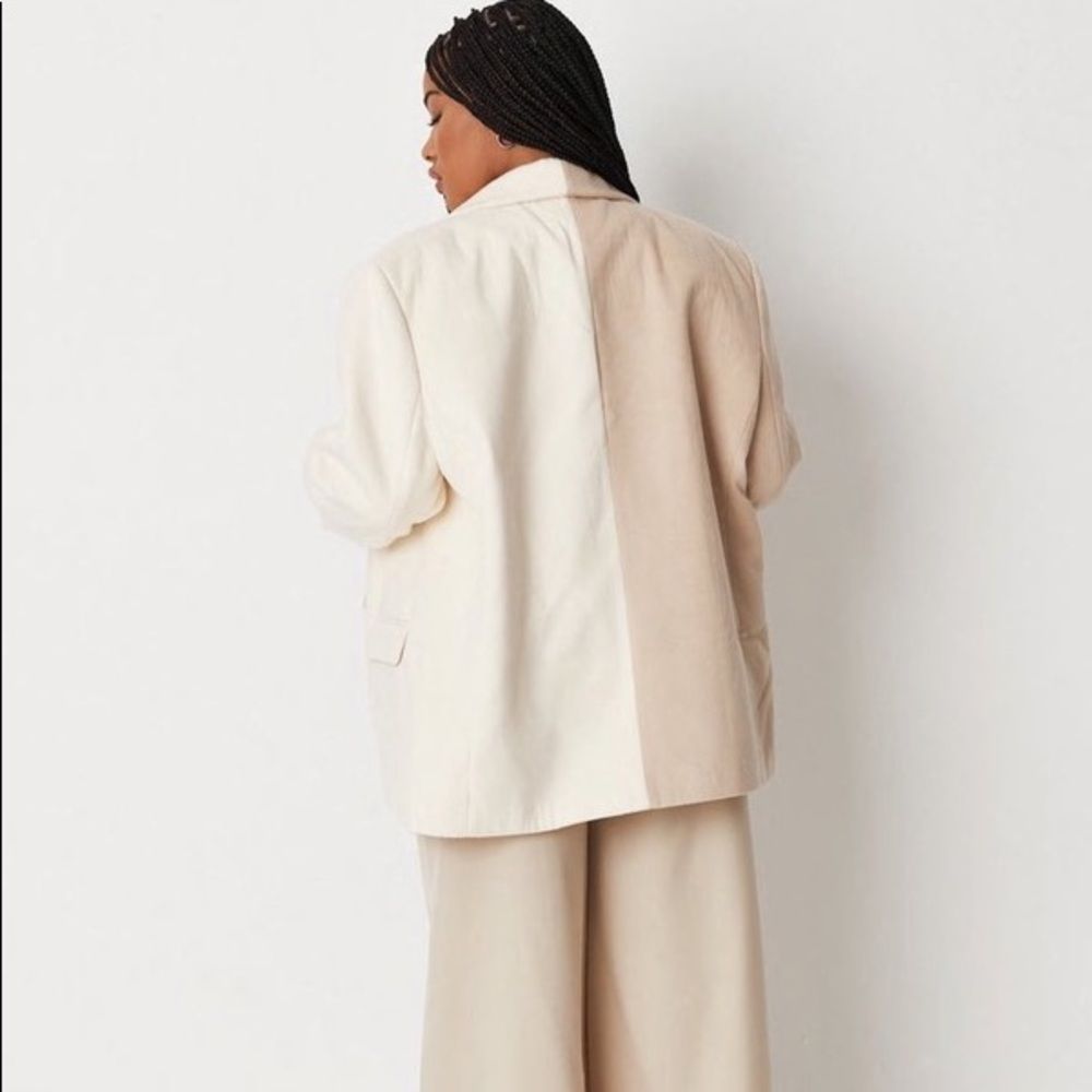 Missguided plus size camel spliced boyfriend fit blazer coat size 22 - Picture 4 of 8